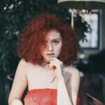 Model in a red dress